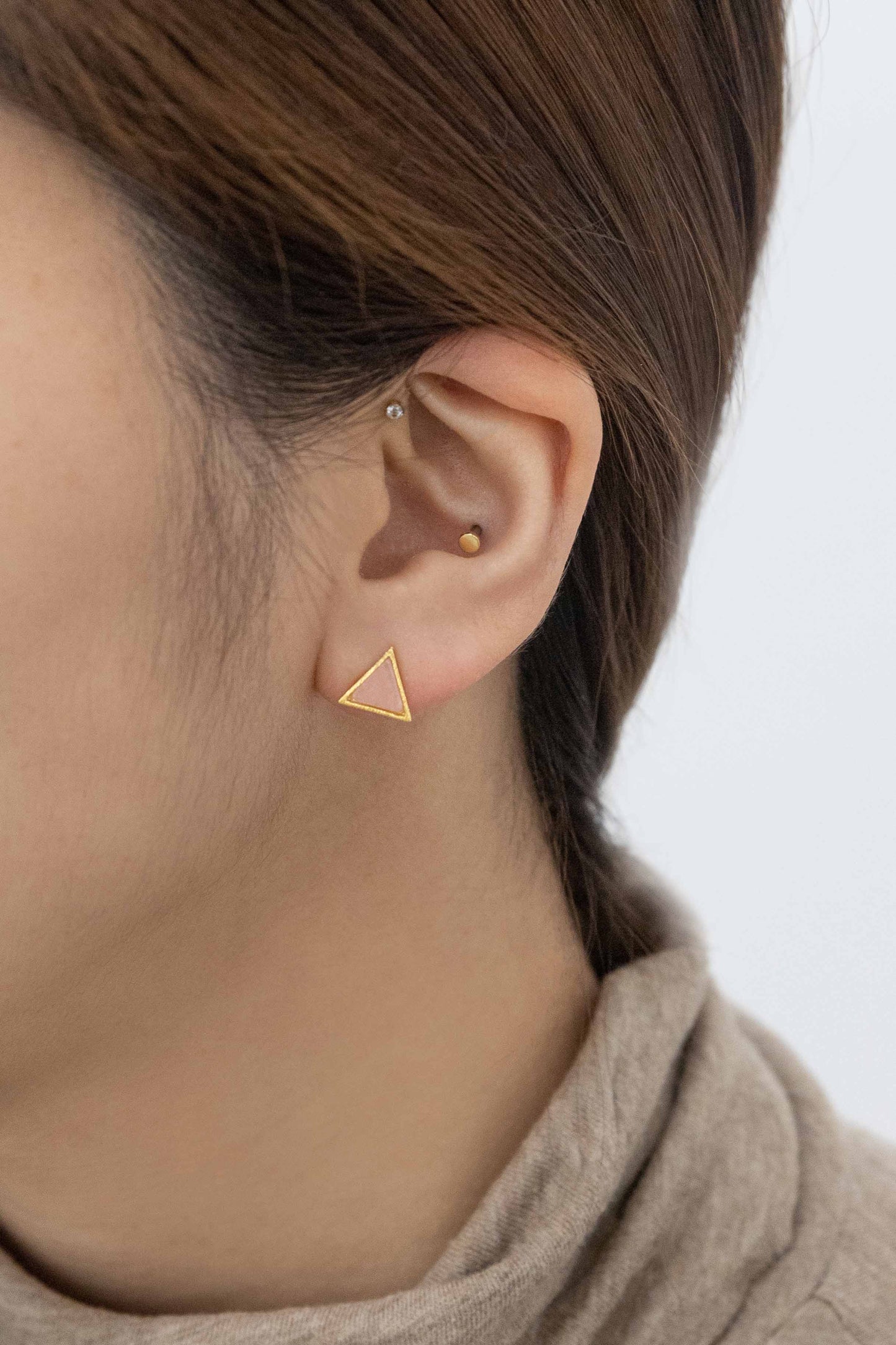 Gold & Stone Triangle Earrings