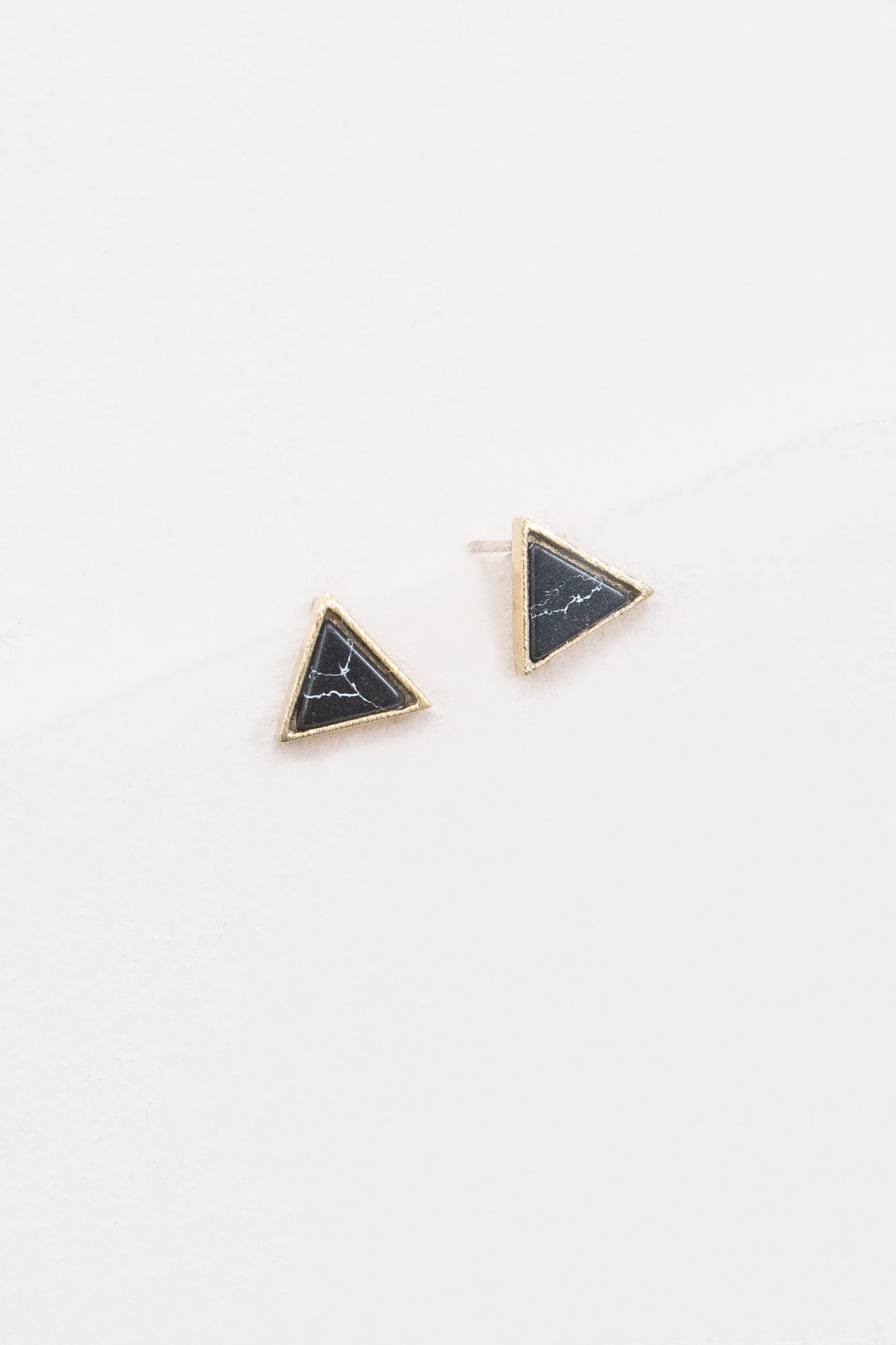 Gold & Stone Triangle Earrings