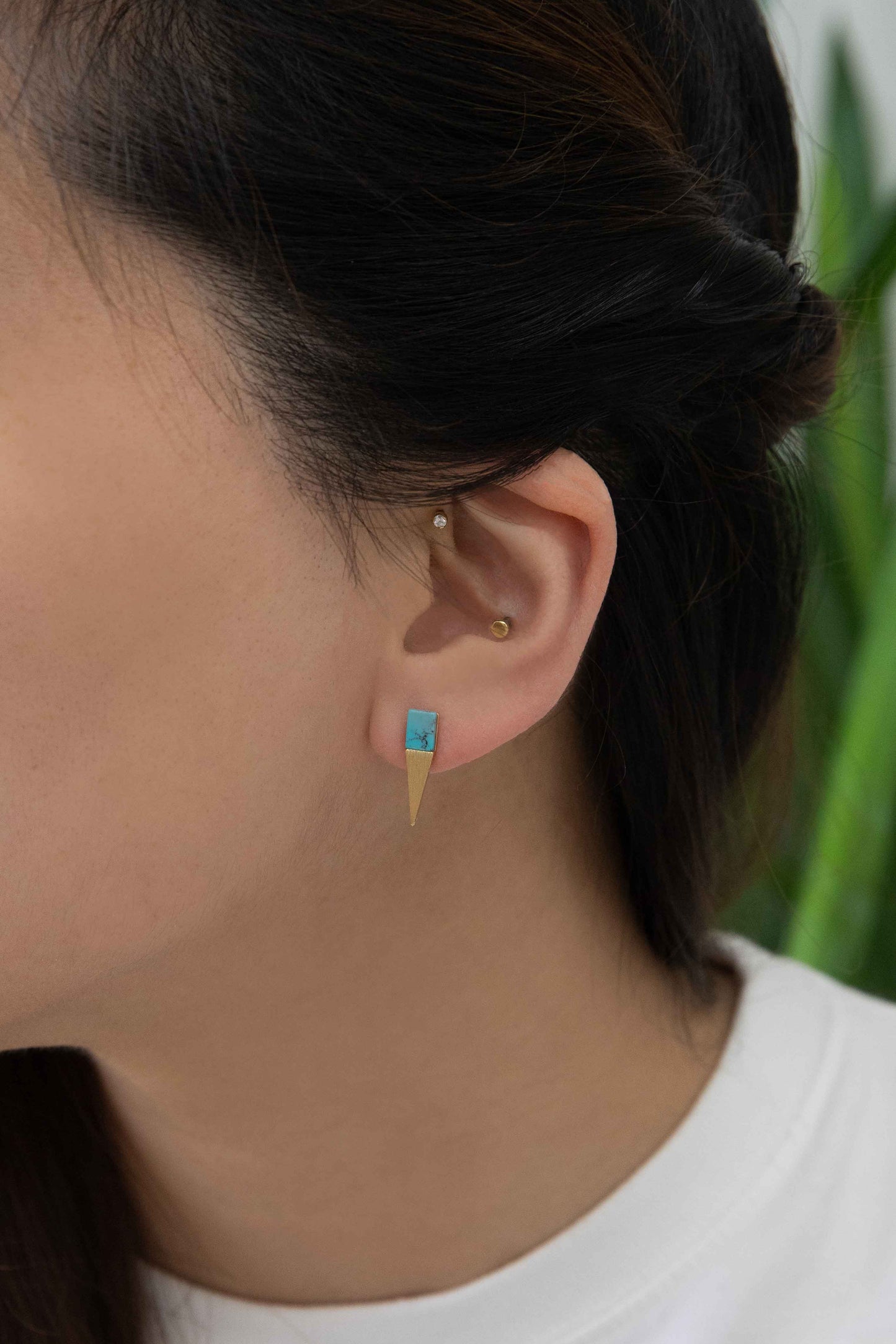 Gold & Stone Point Earrings