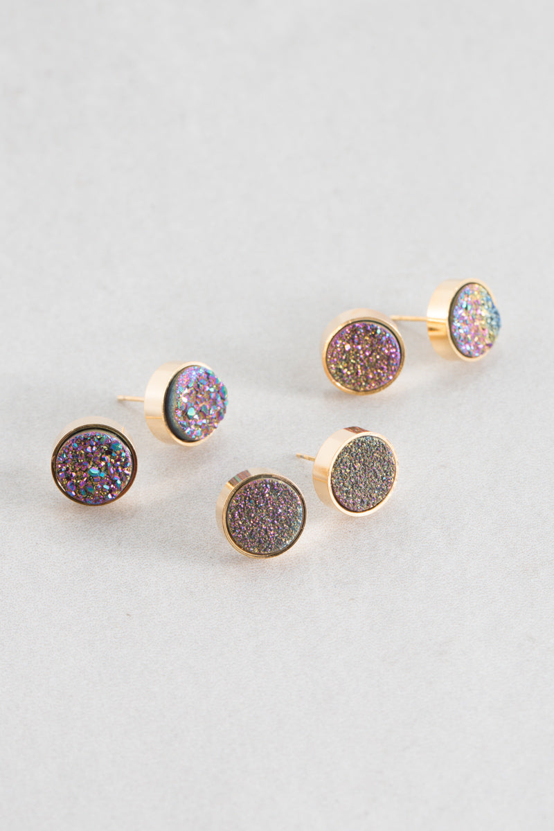 Kaleidoscope Druzy Earrings | Rainbow Slate