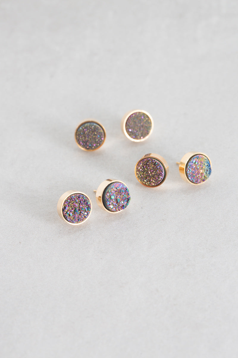 Kaleidoscope Druzy Earrings | Rainbow Slate