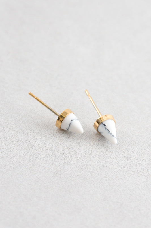 Spike Stone Earrings | Gold (14K)