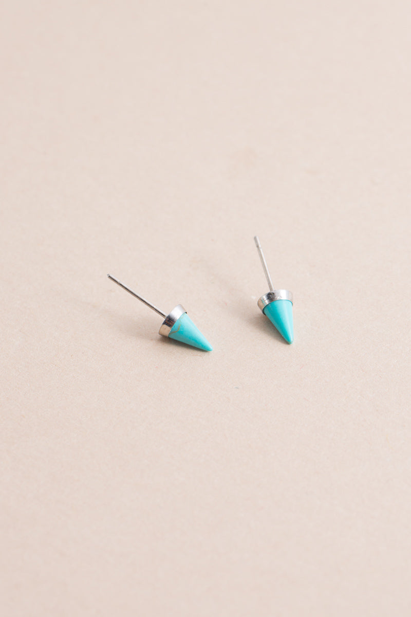 Spike Stone Earrings | Turquoise Silver