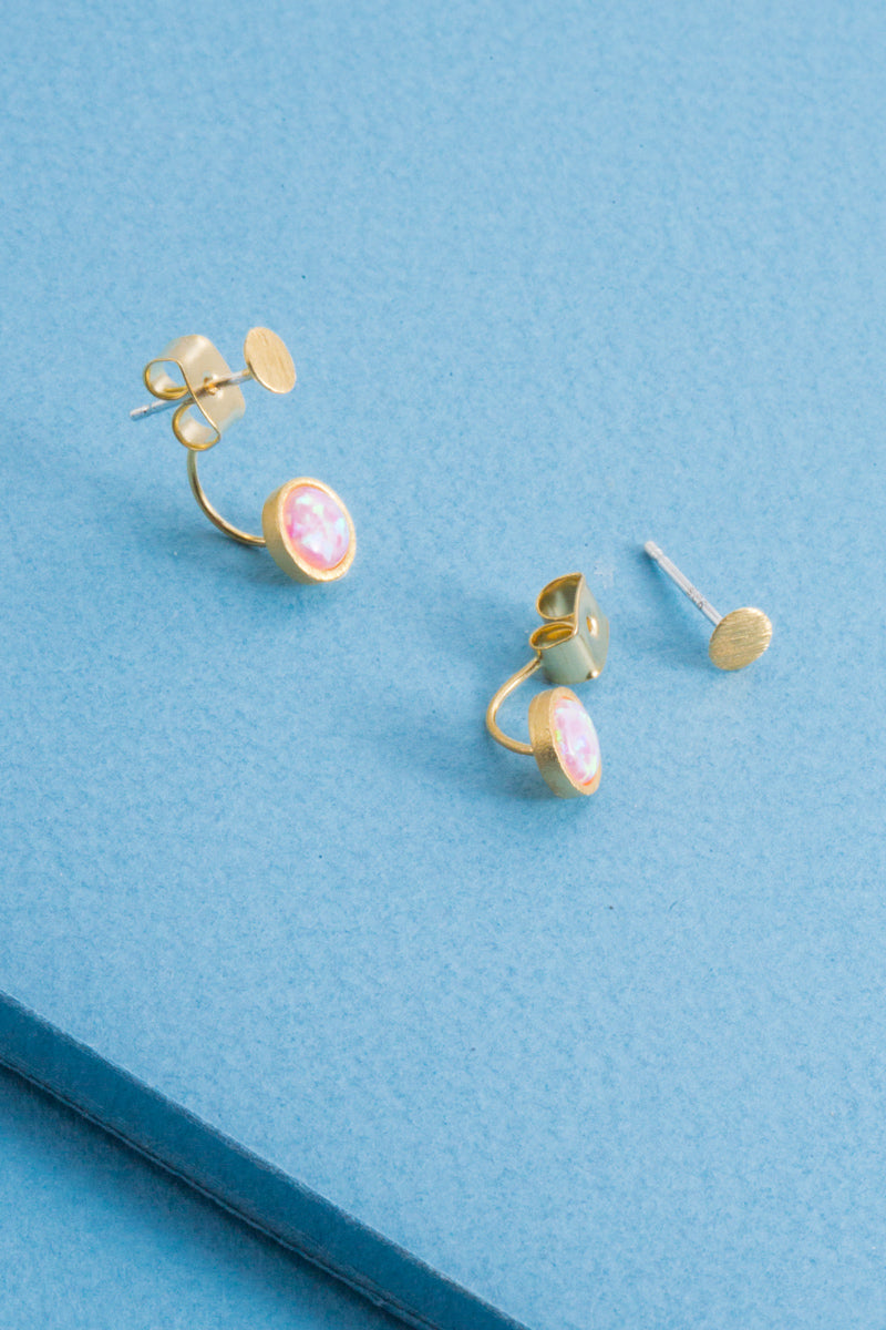 Pixum Dot Stone Ear Jacket Earrings | Pink