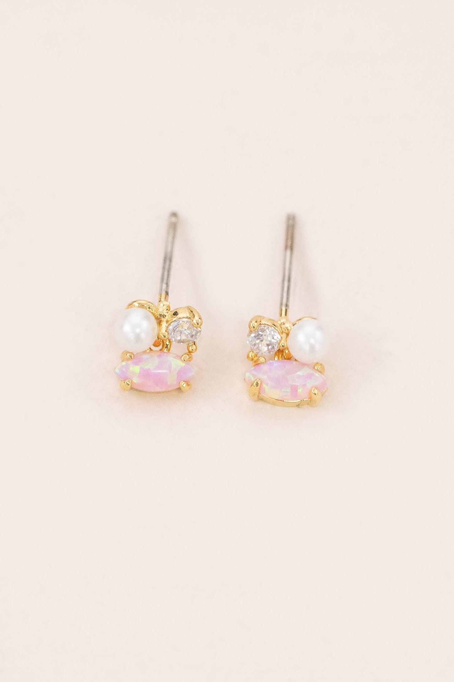 Pixum Tri Stone Earrings | Pink