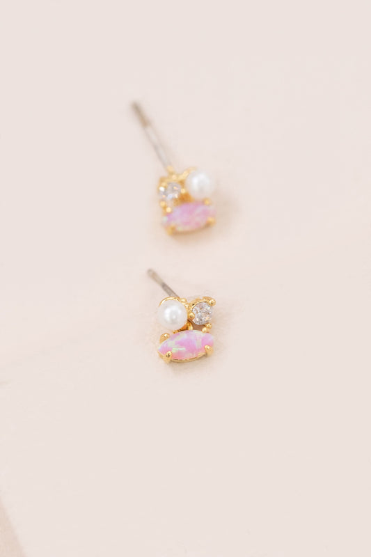 Pixum Tri Stone Earrings | Pink