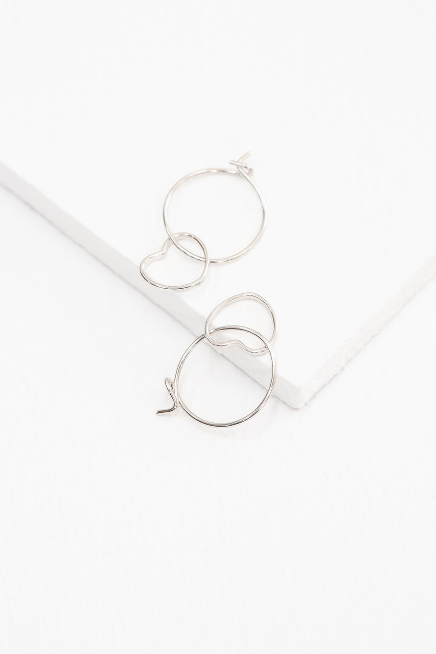 Mini Hoop Wire Earrings | Heart (sterl.)