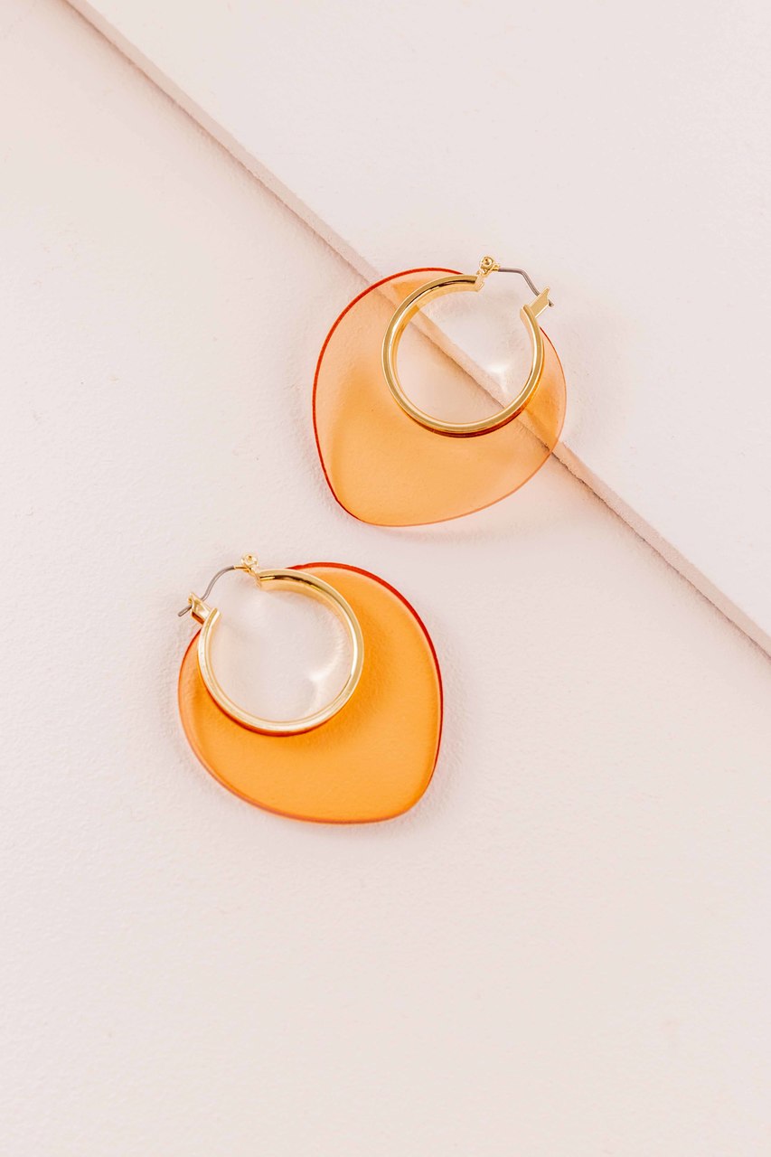 Nature Leaf Hoop Earrings | Amber