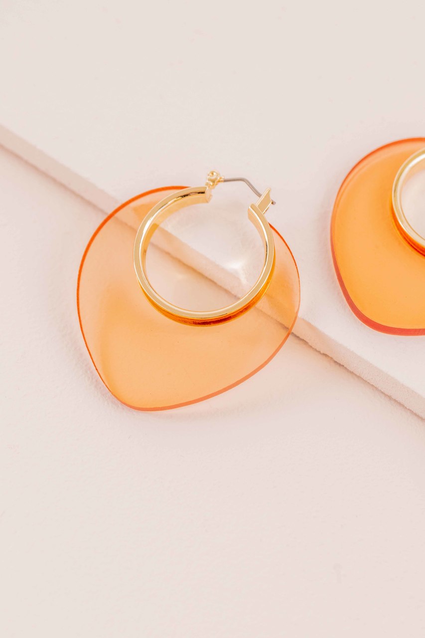Nature Leaf Hoop Earrings | Amber