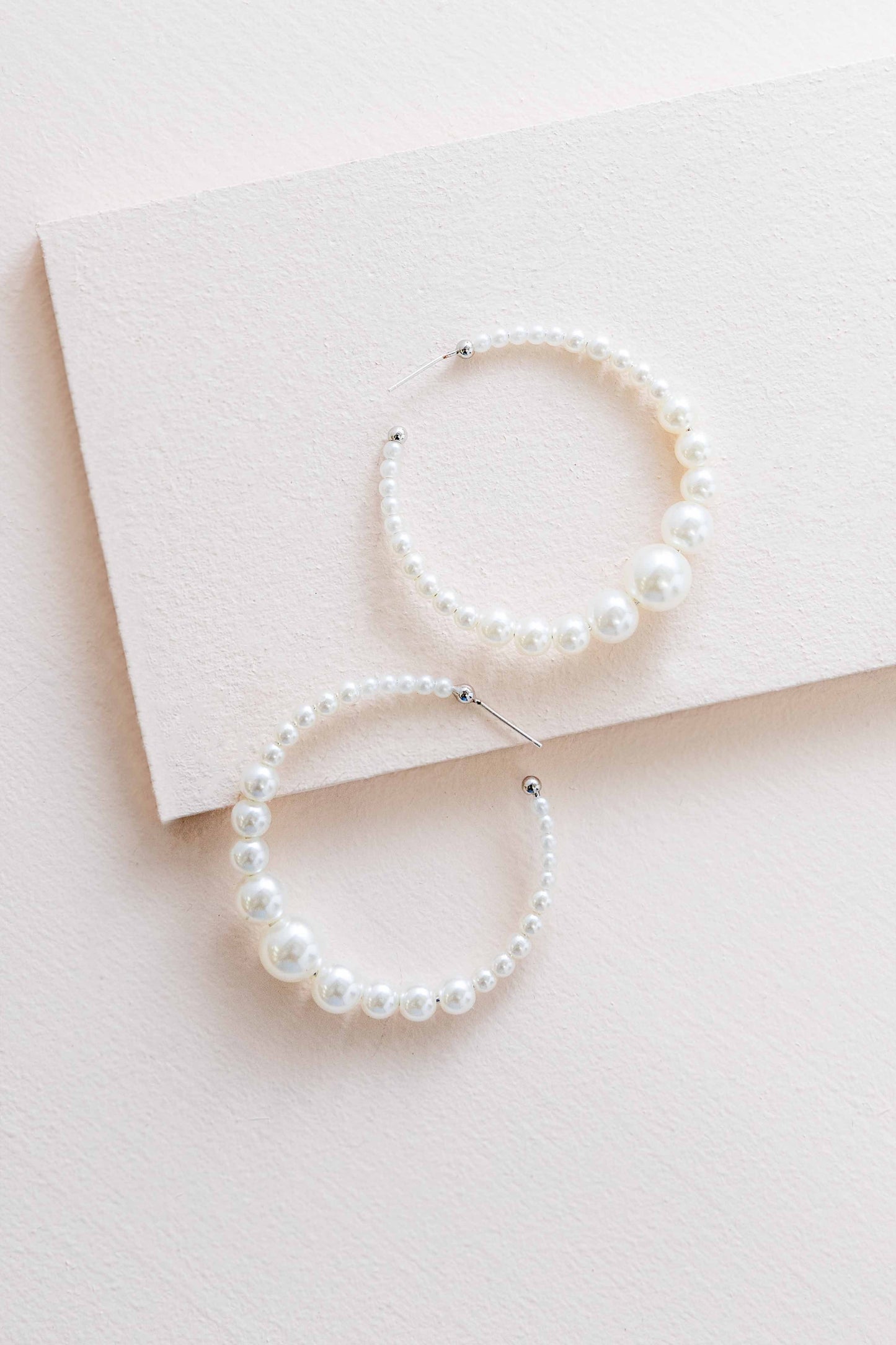 Pearly White Hoop Earrings