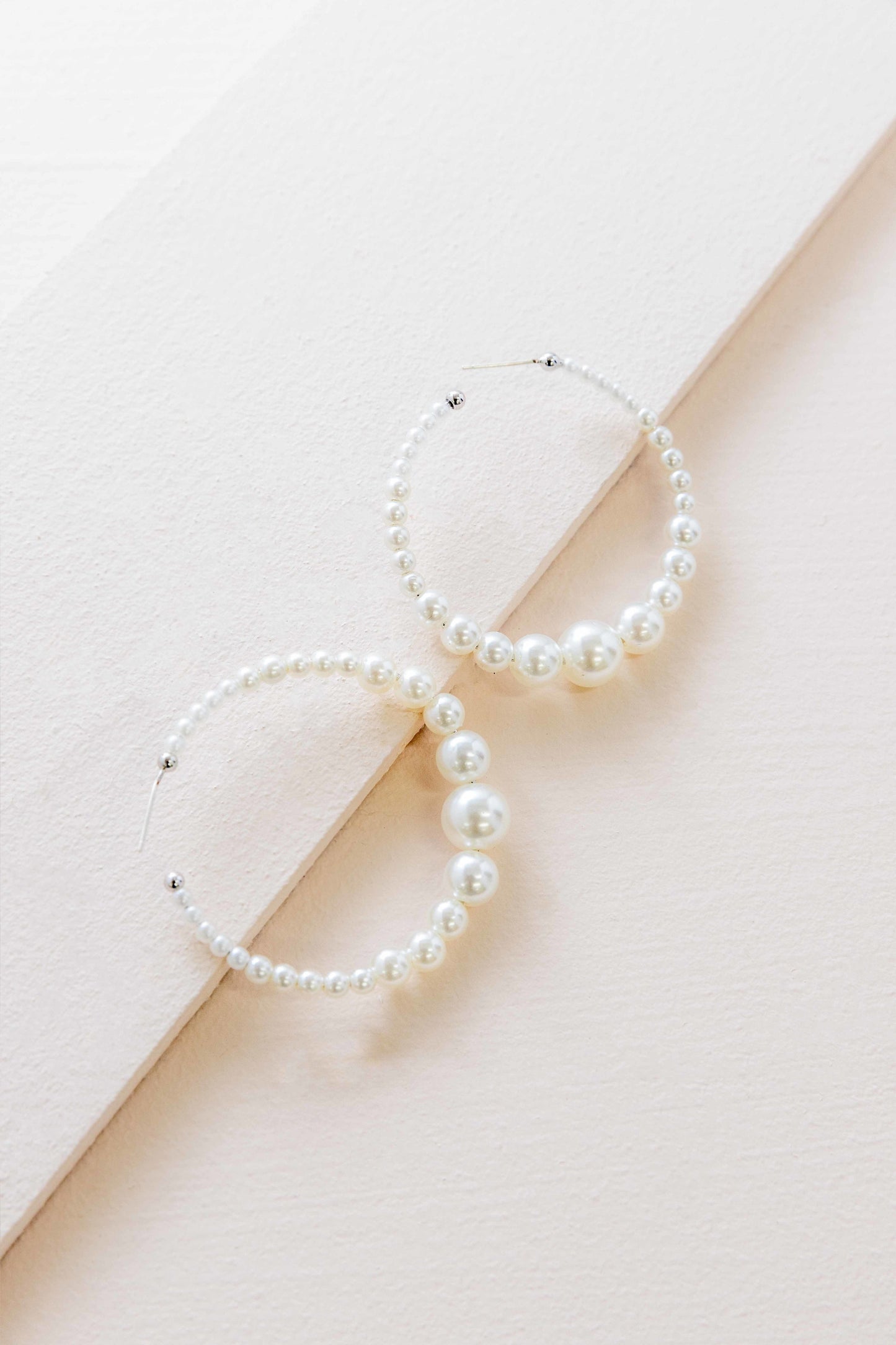 Pearly White Hoop Earrings