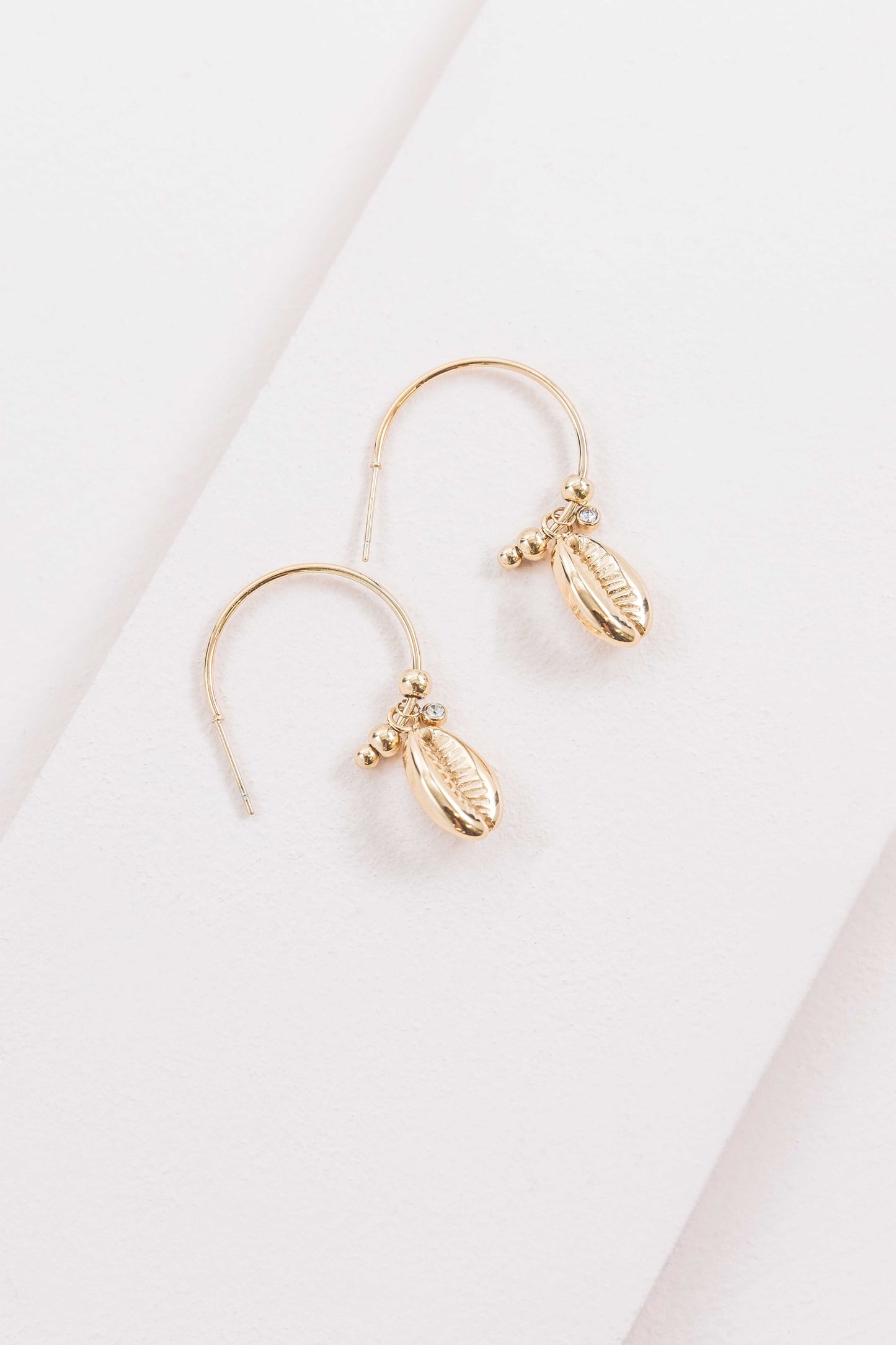 Ocean Charm Hoop Earrings (14K)