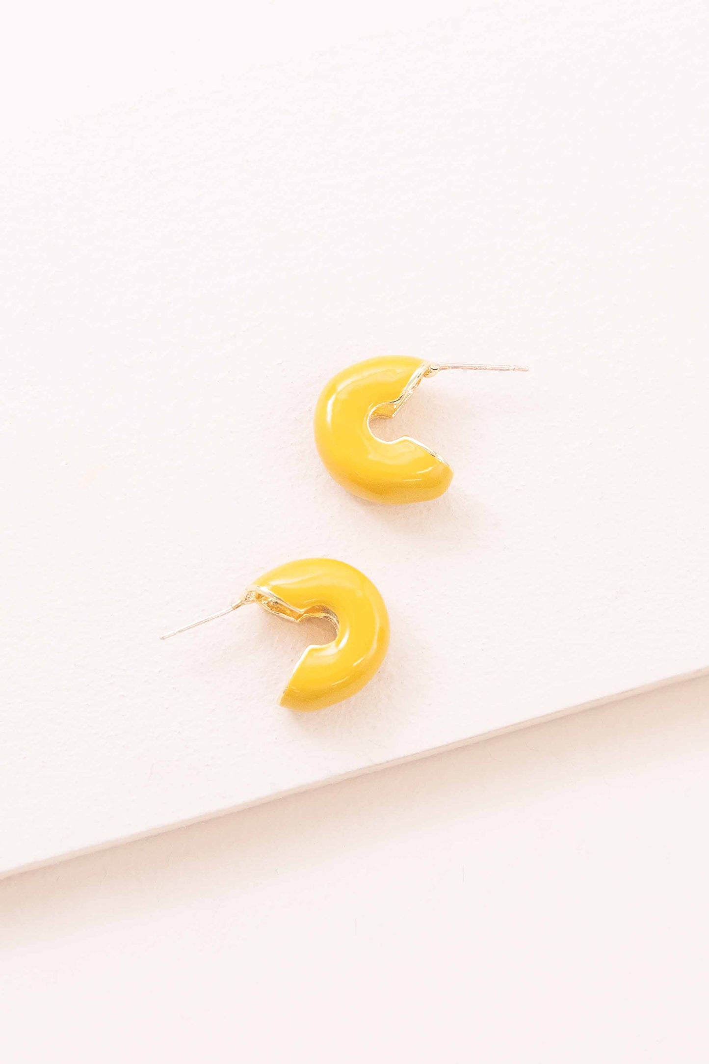 Thick Mini Hoop Earrings | Mustard Yellow