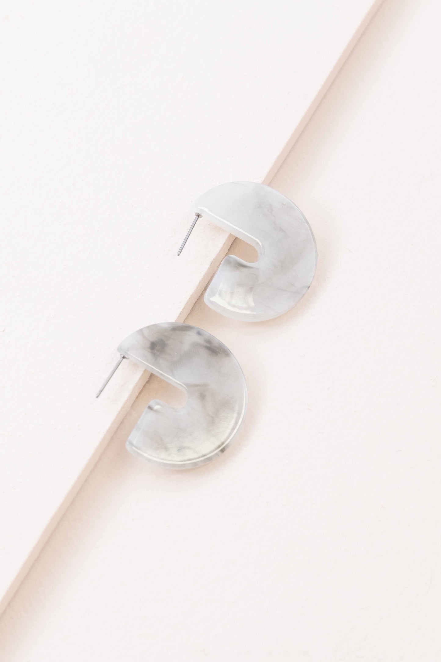 Marble Half Hoop Earrings | Gray