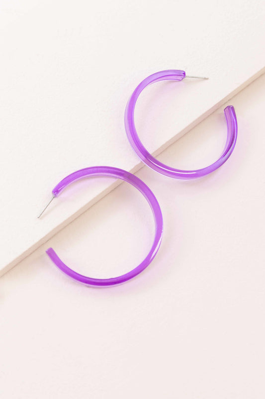 Tell Me About It Hoop Earrings | Purple