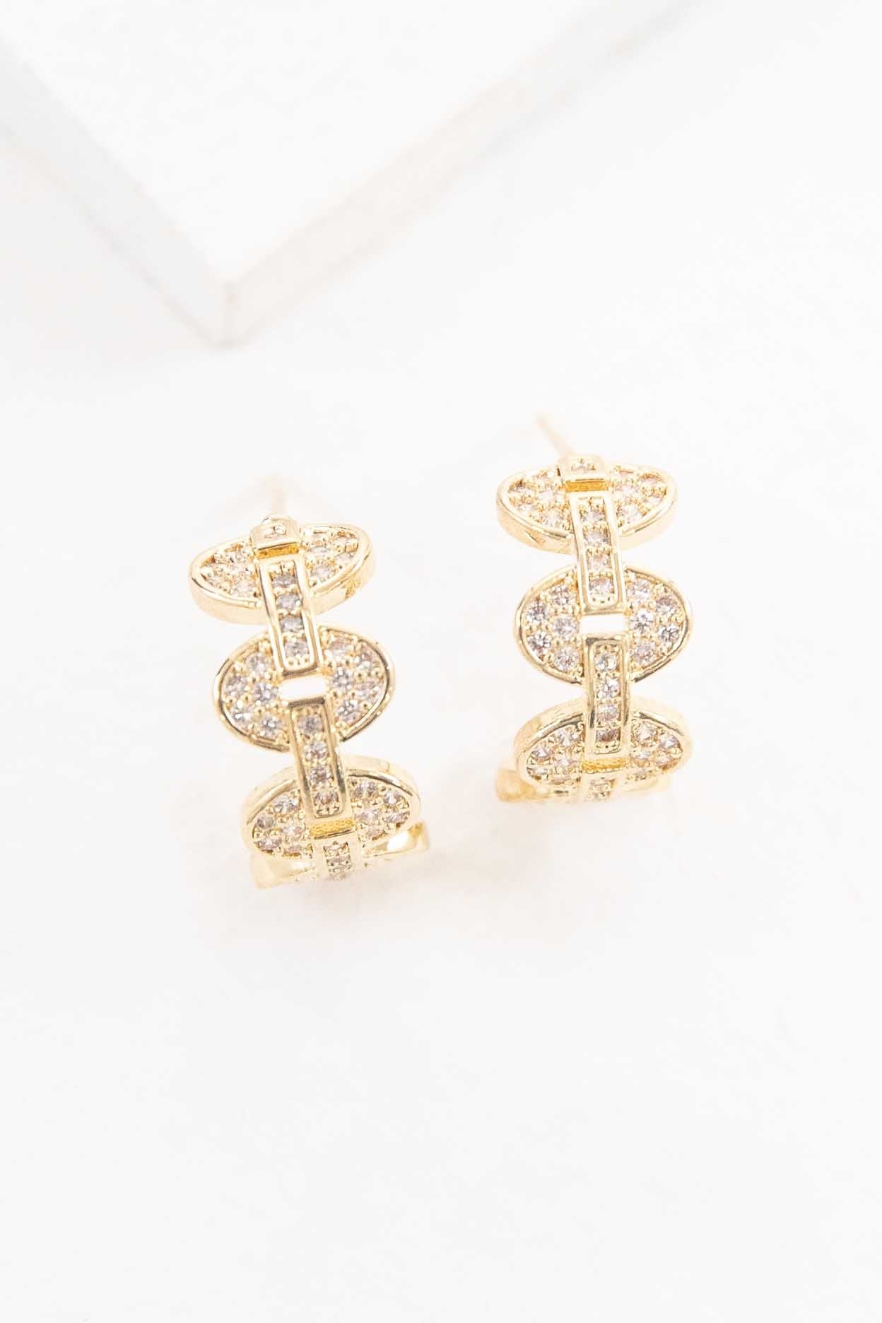 Linked Huggie Hoop Earrings