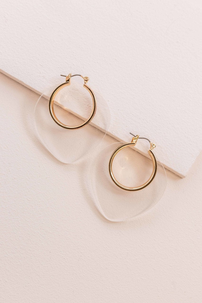 Nature Leaf Hoop Earrings | Clear