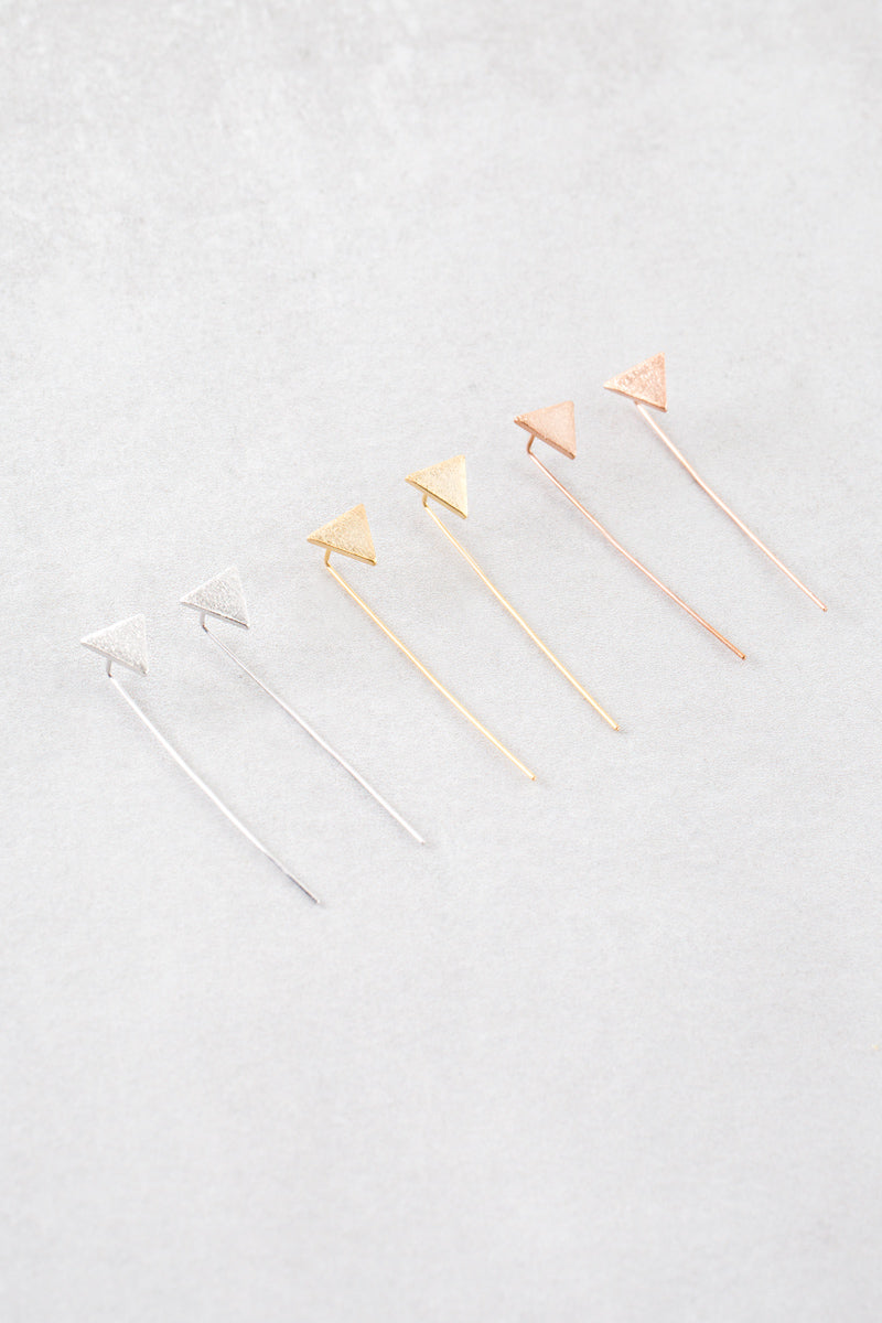Triangle Brushed Threader Earrings