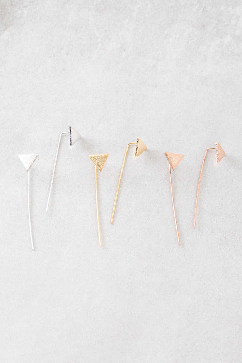 Triangle Brushed Threader Earrings