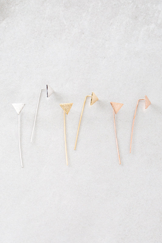 Triangle Brushed Threader Earrings