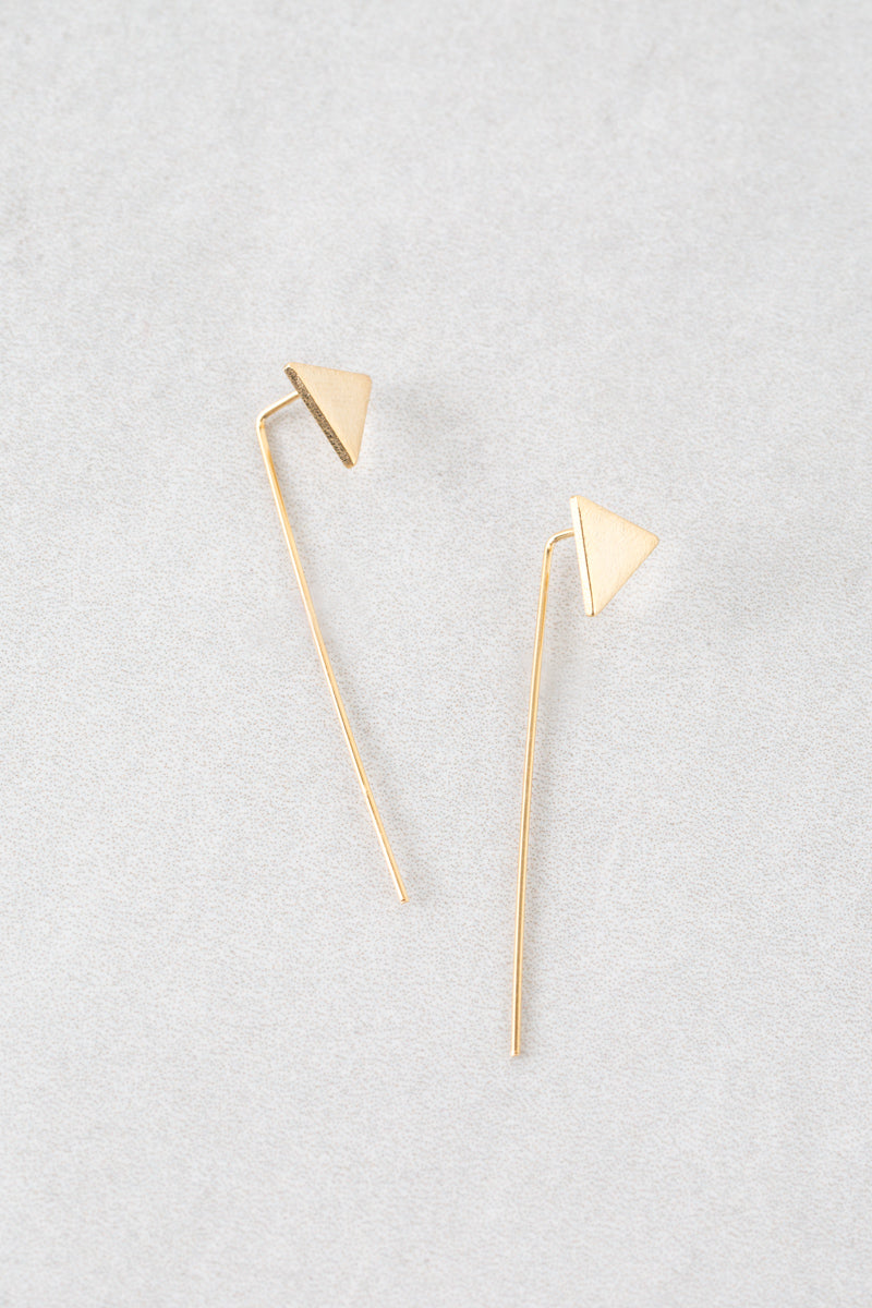 Triangle Brushed Threader Earrings