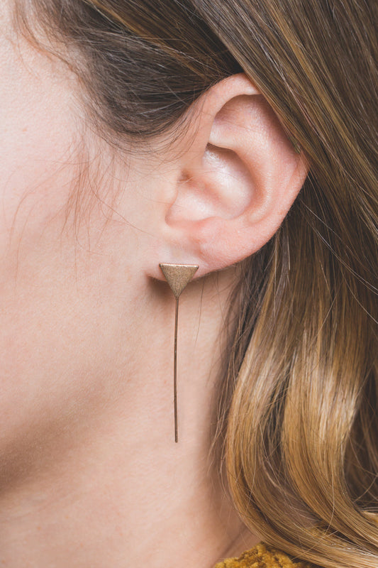 Triangle Brushed Threader Earrings
