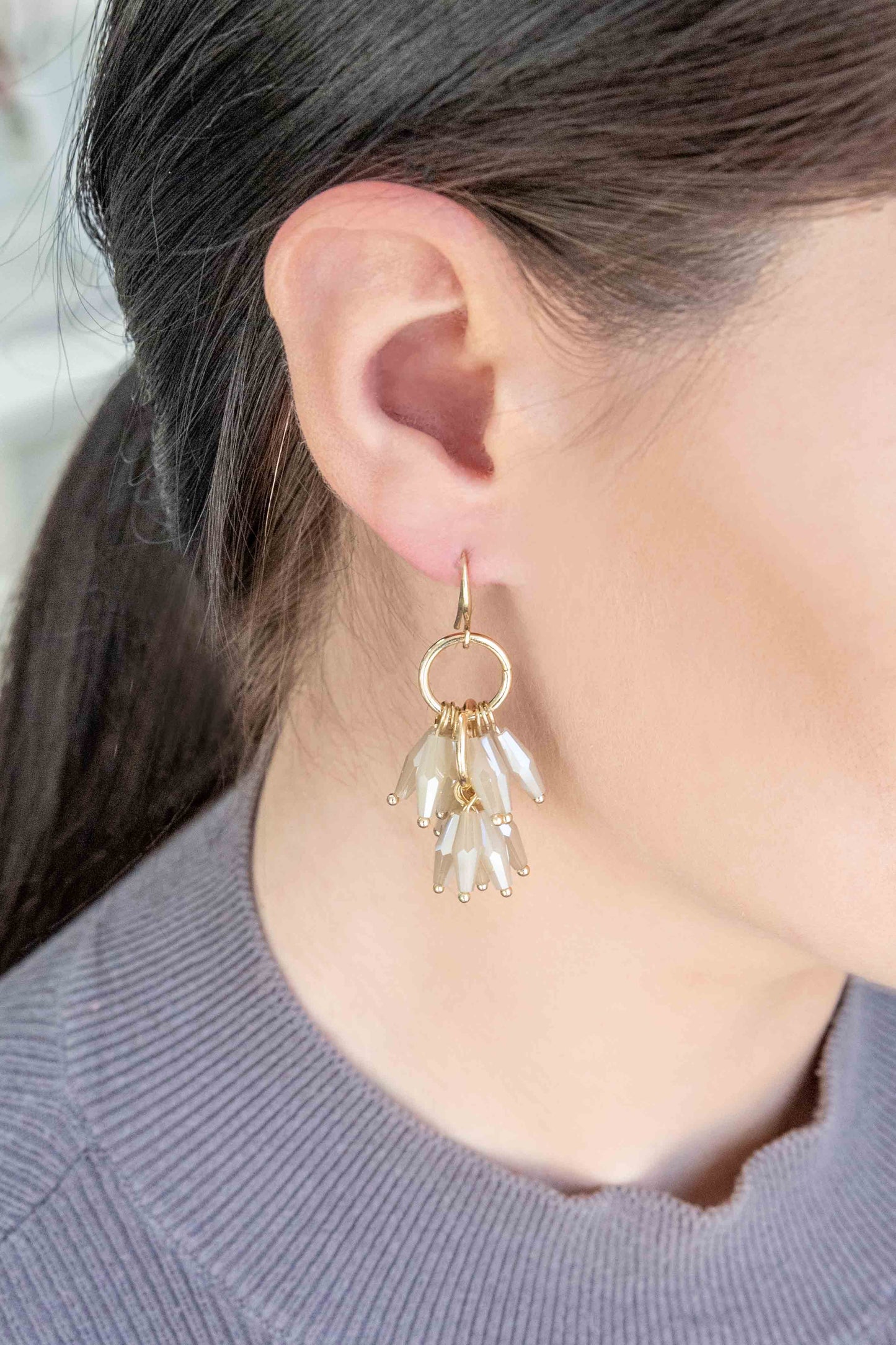 Fetching Frills Hook Earrings | Beige
