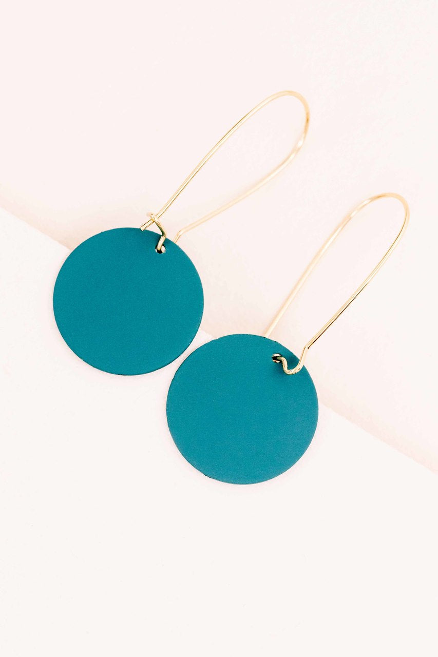 Hued Wire Circle Hook Earrings | Teal (14K)