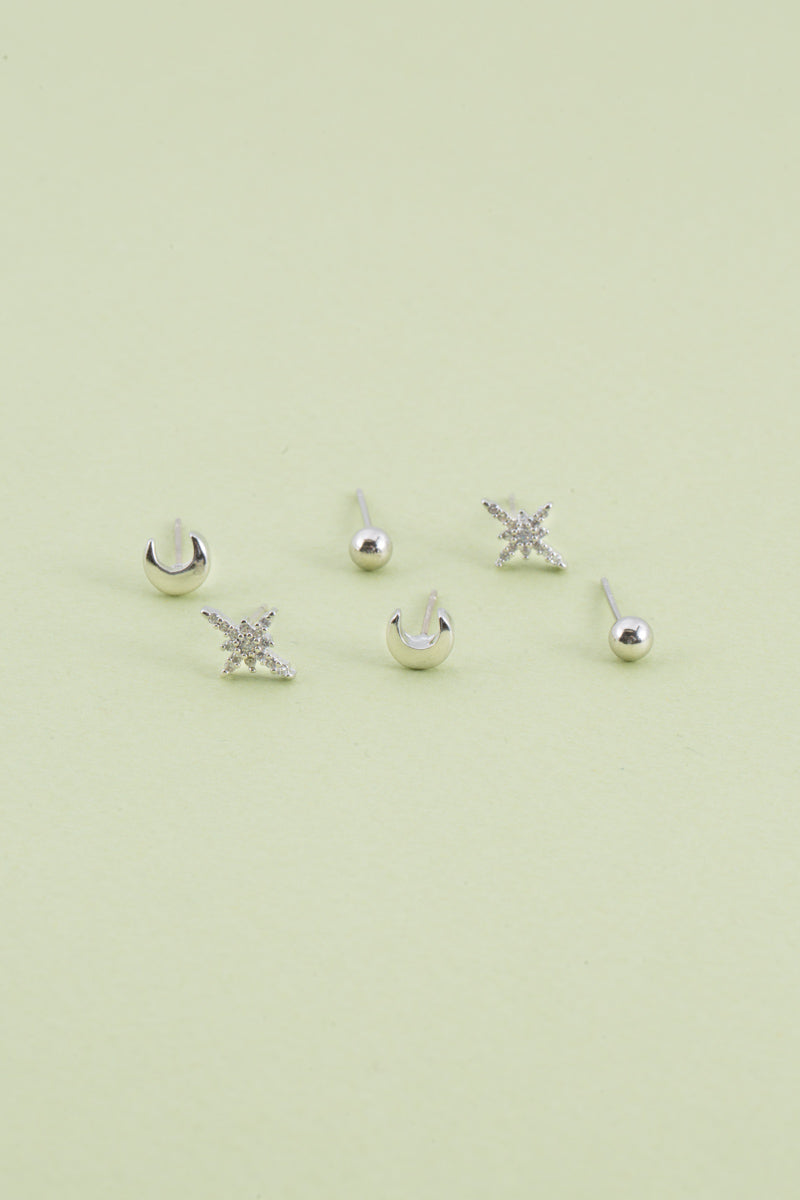 Tinker Star Set Earrings | Silver