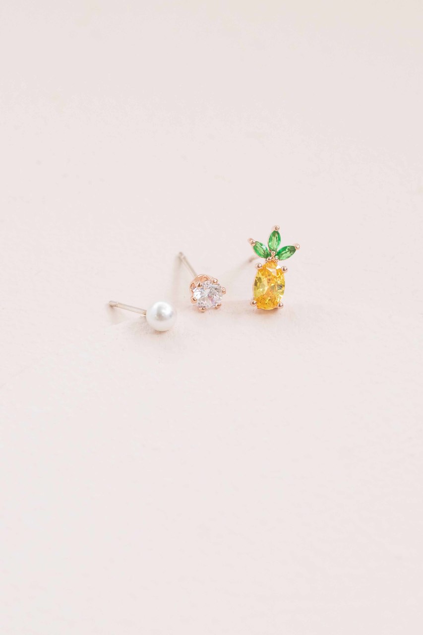 Groove On Pineapple Stone Earring Set