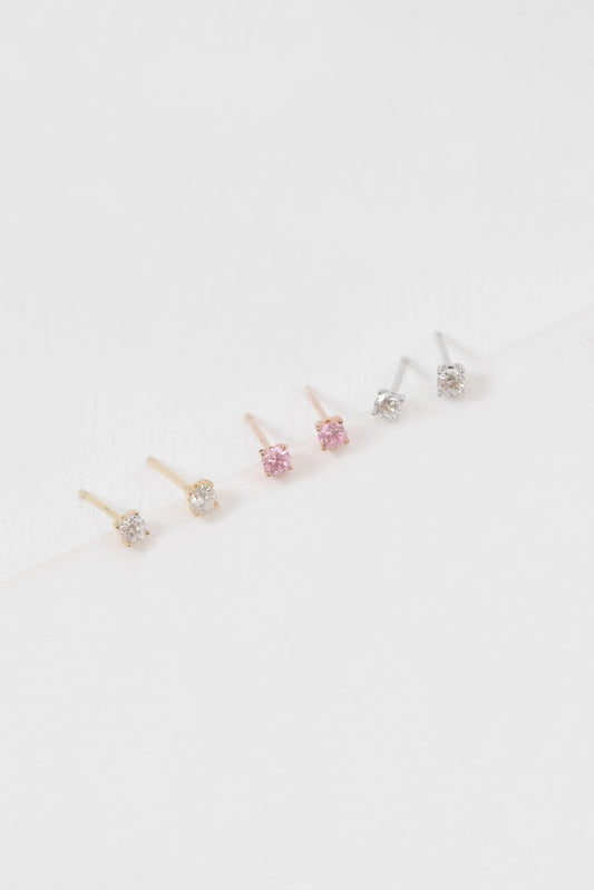 Simple Stone Earring Set (14K)