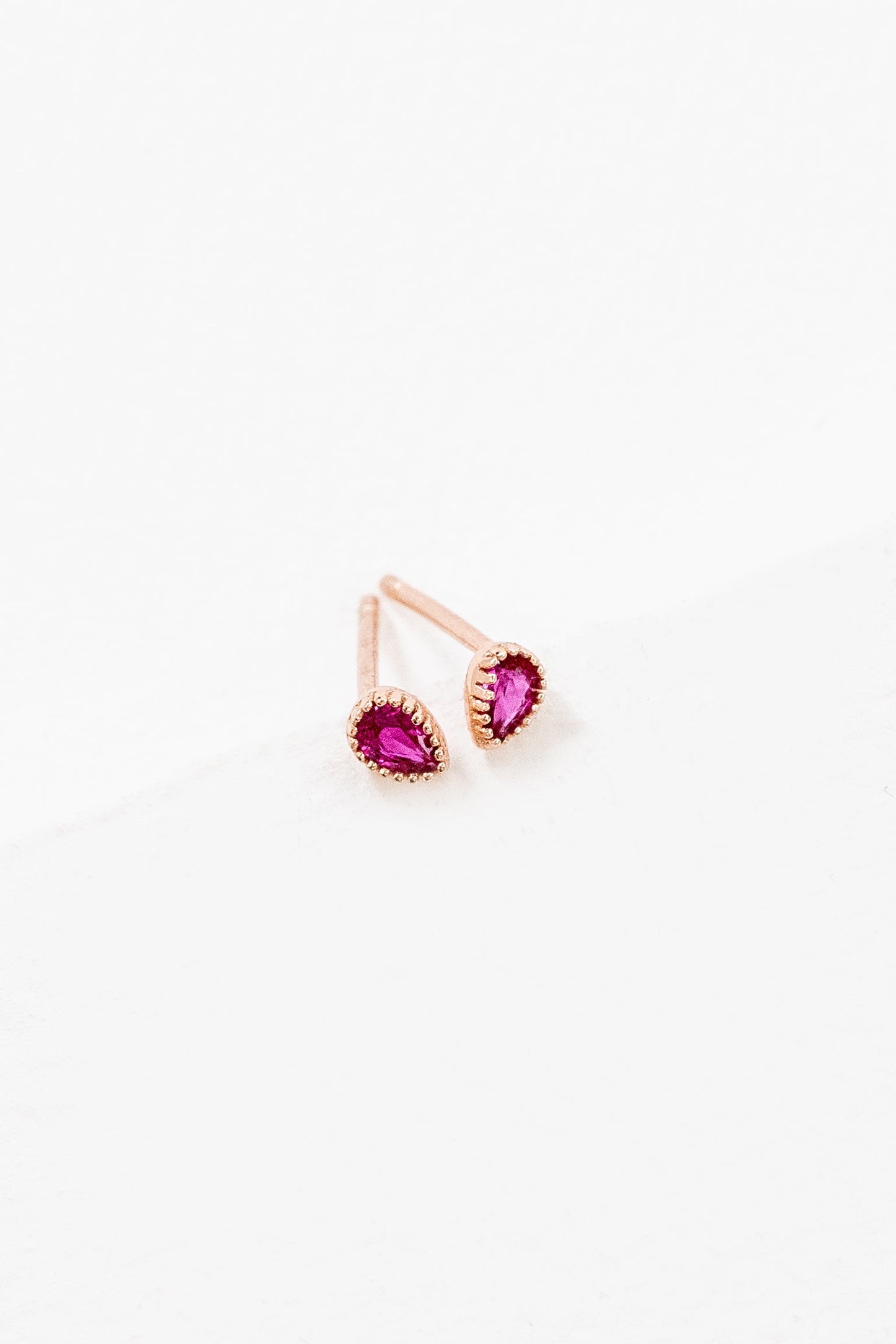 Pear Stone Earrings | Fuchsia (14K Rose Gold)