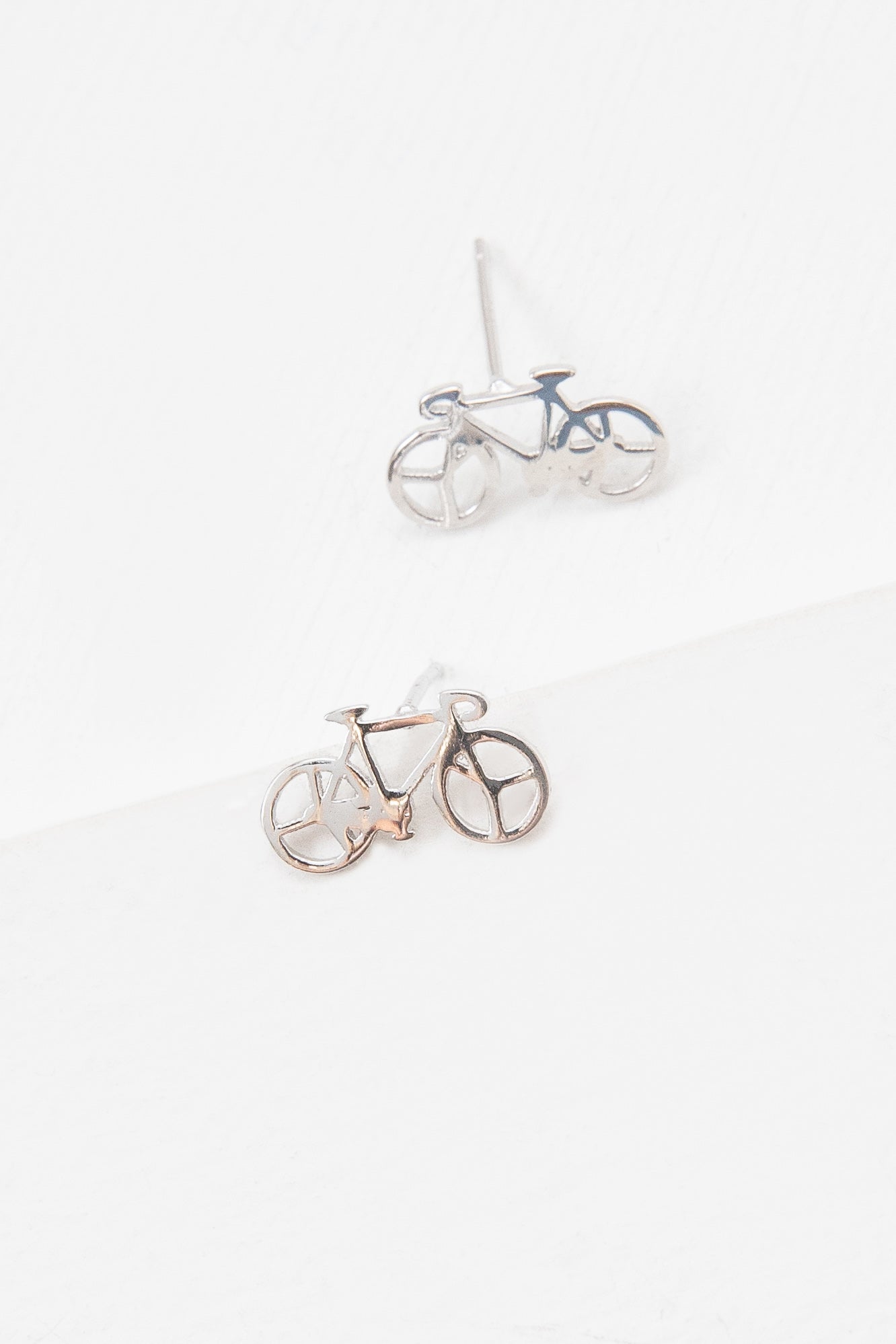 Bicycle Earrings (18K Rose & 24K Gold)