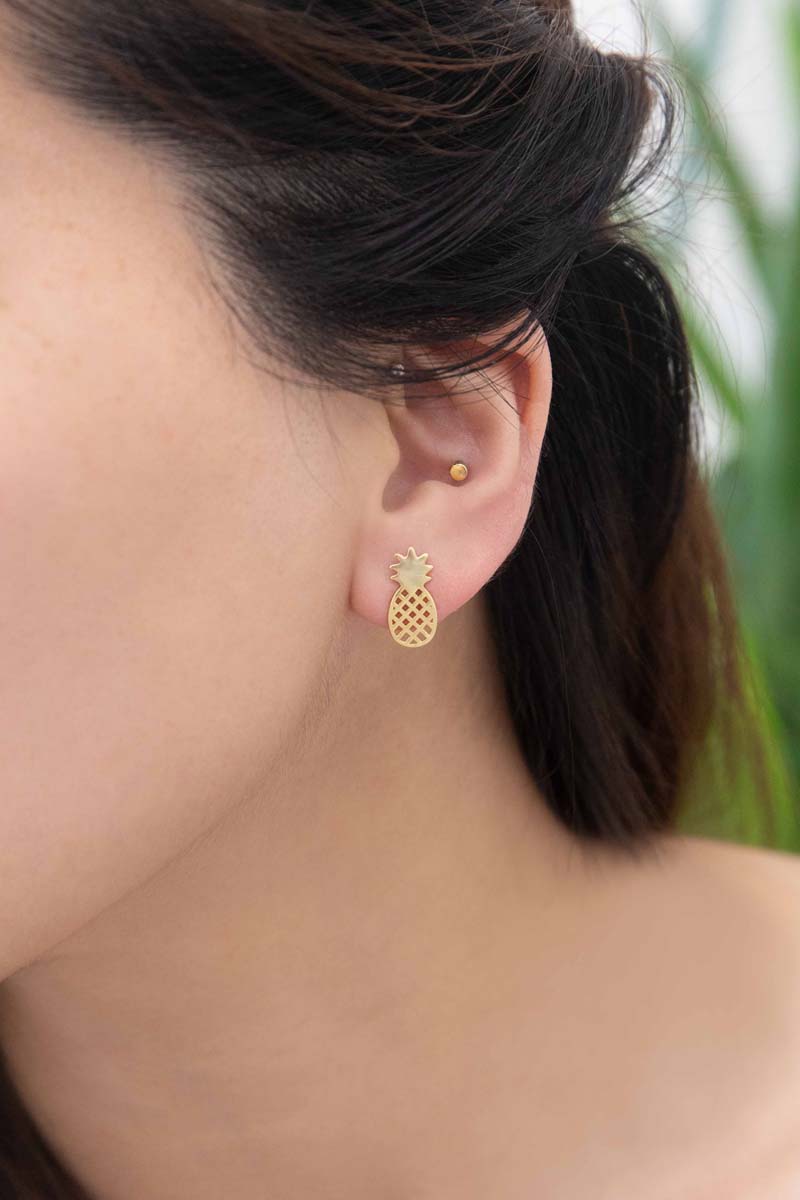 Pineapple Earrings (18K Rose & 24K Gold)