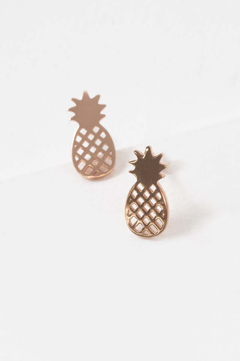 Pineapple Earrings (18K Rose & 24K Gold)