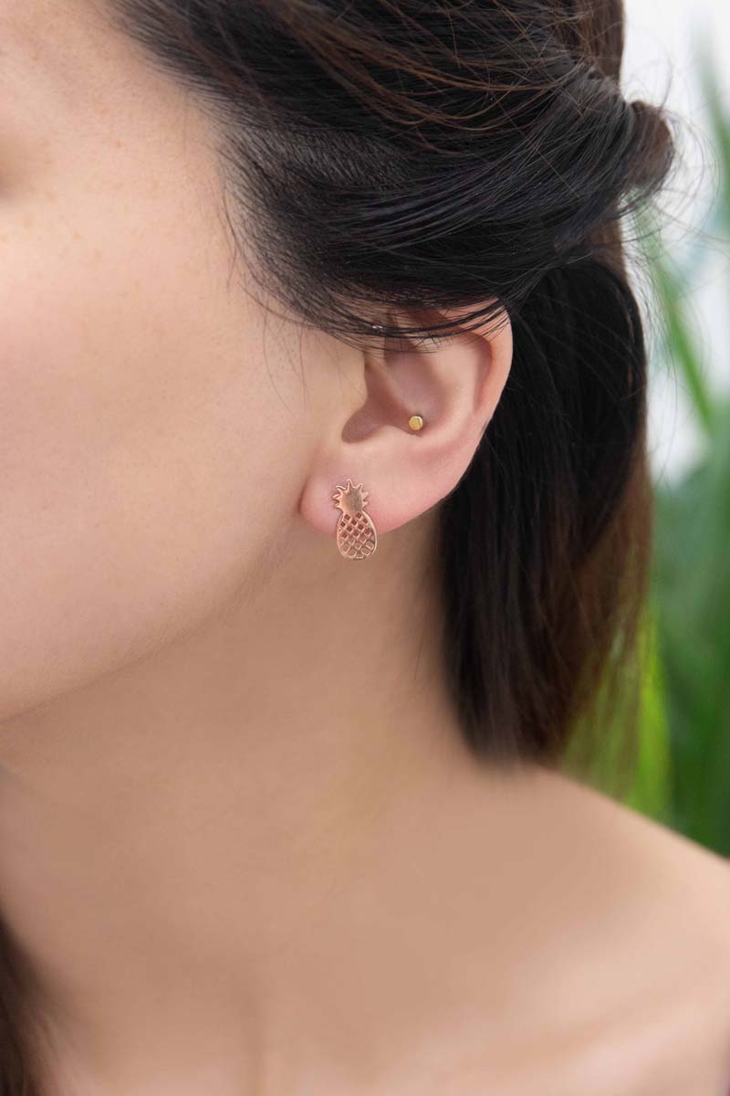 Pineapple Earrings (18K Rose & 24K Gold)