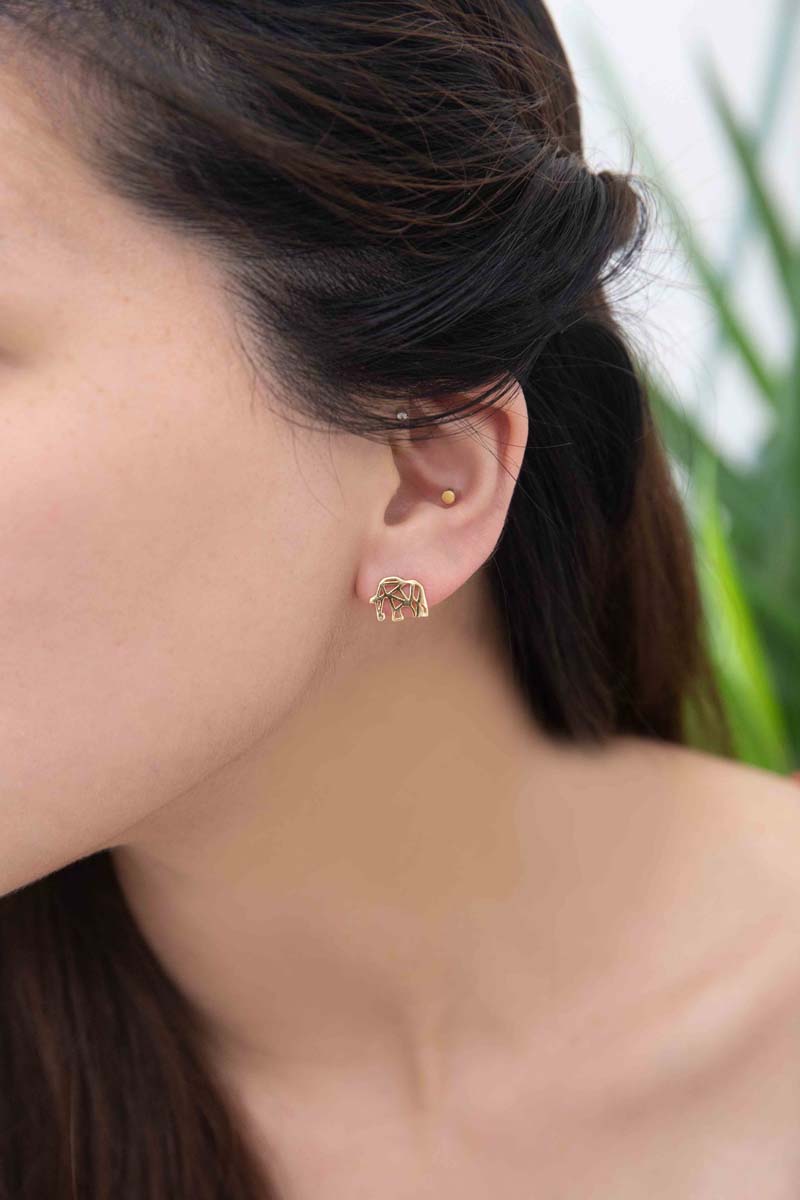 Elephant Earrings (18K Rose & 24K Gold)