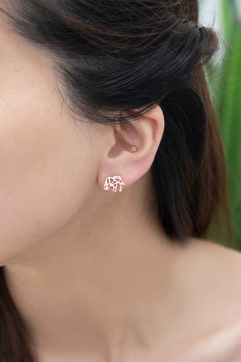 Elephant Earrings (18K Rose & 24K Gold)