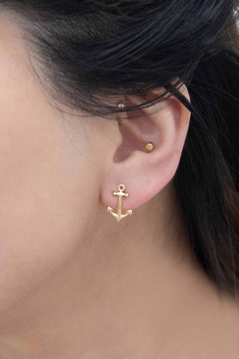 Anchor Earrings (18K Rose & 24K Gold)