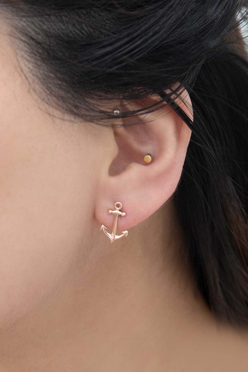 Anchor Earrings (18K Rose & 24K Gold)