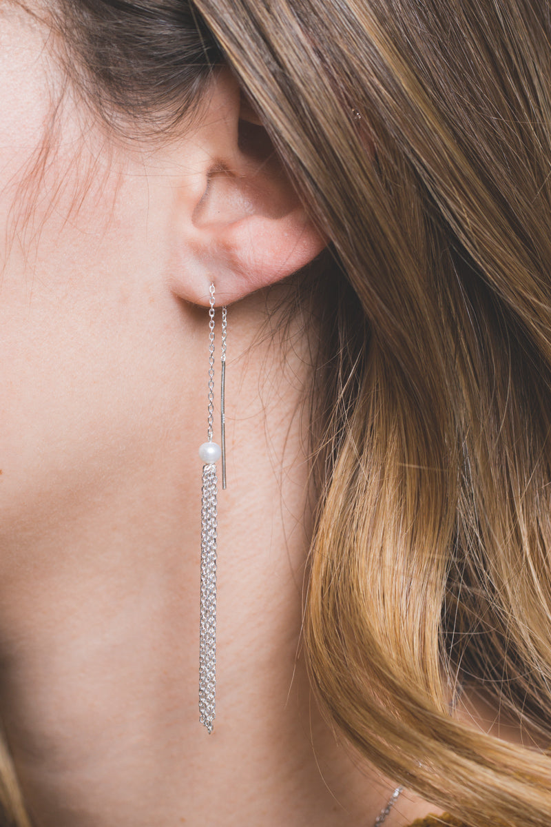 Petite Fringe Threader Earrings (sterl.)