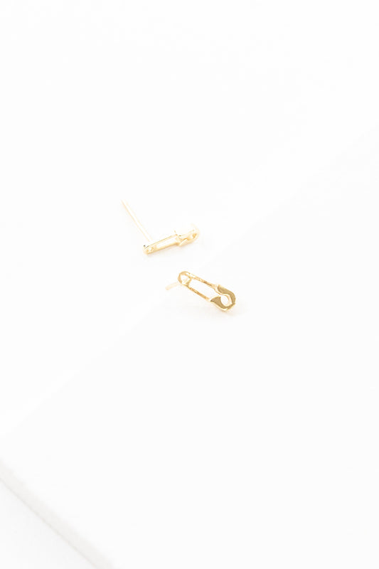 Safety Pin Stud Earrings (24K)