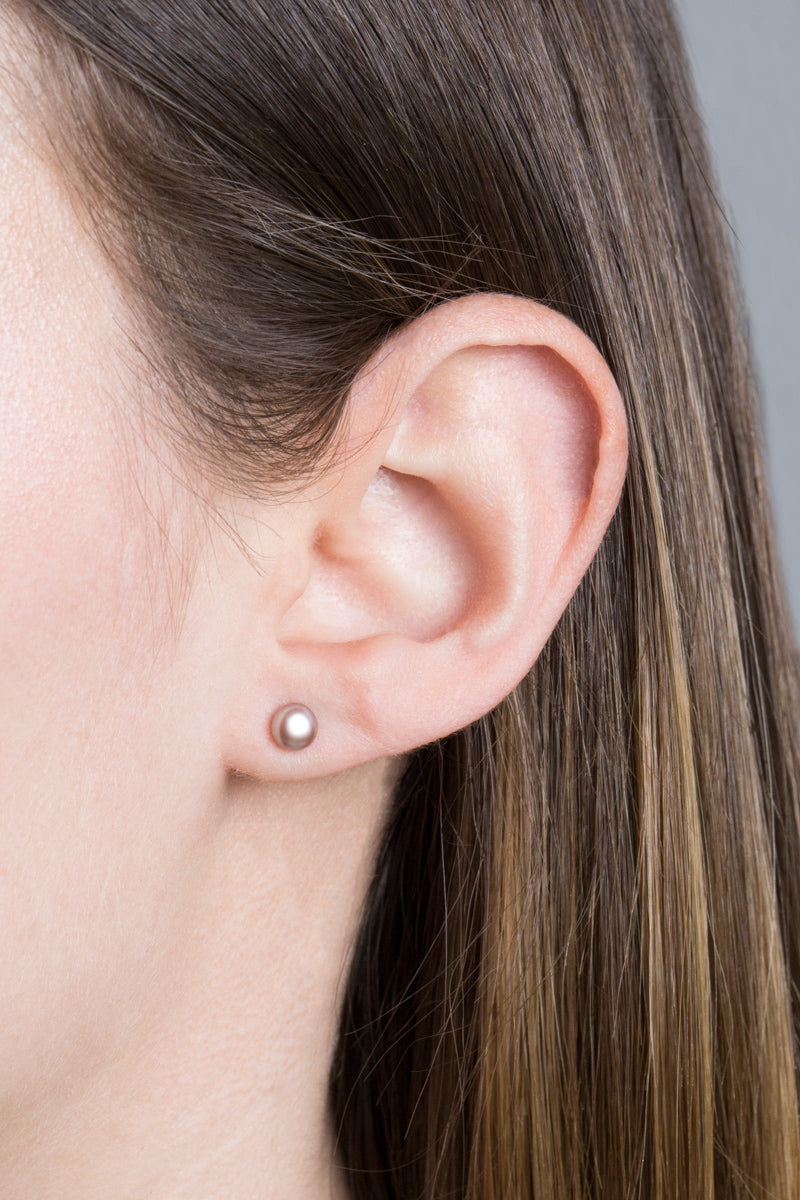Powder Plum Flat Pearl Earrings