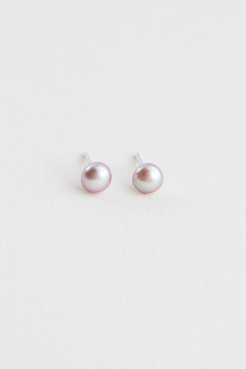 Powder Plum Flat Pearl Earrings