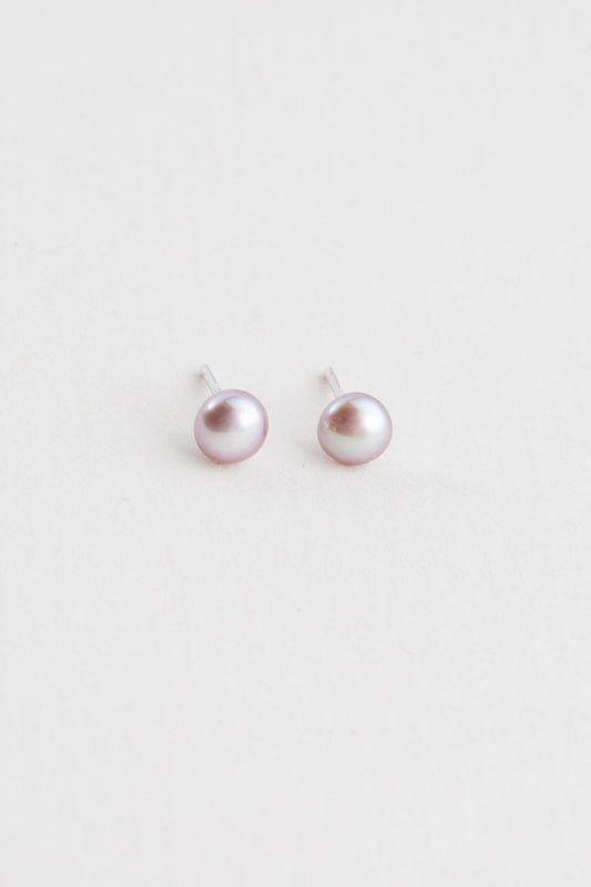 Powder Plum Flat Pearl Earrings