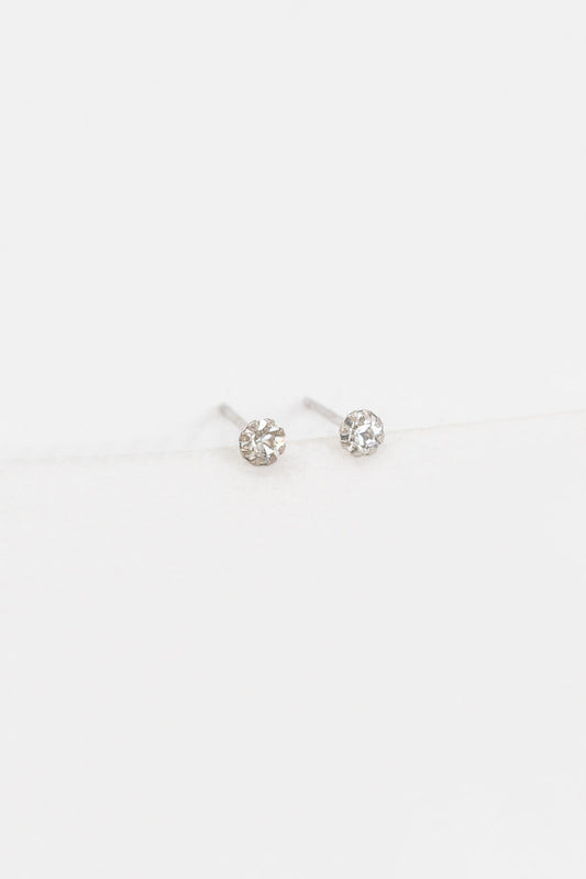 Tiny Gem Stone Earrings | Crystal (sterl.)