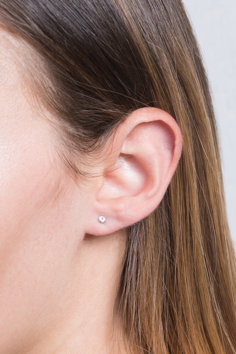 Tiny Gem Stone Earrings | Crystal (sterl.)
