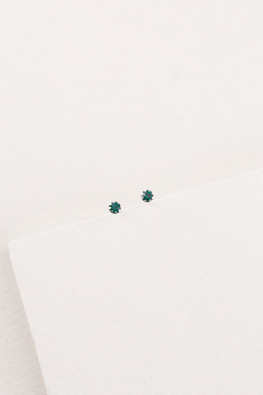 Tiny Gemstone Earrings | Emerald