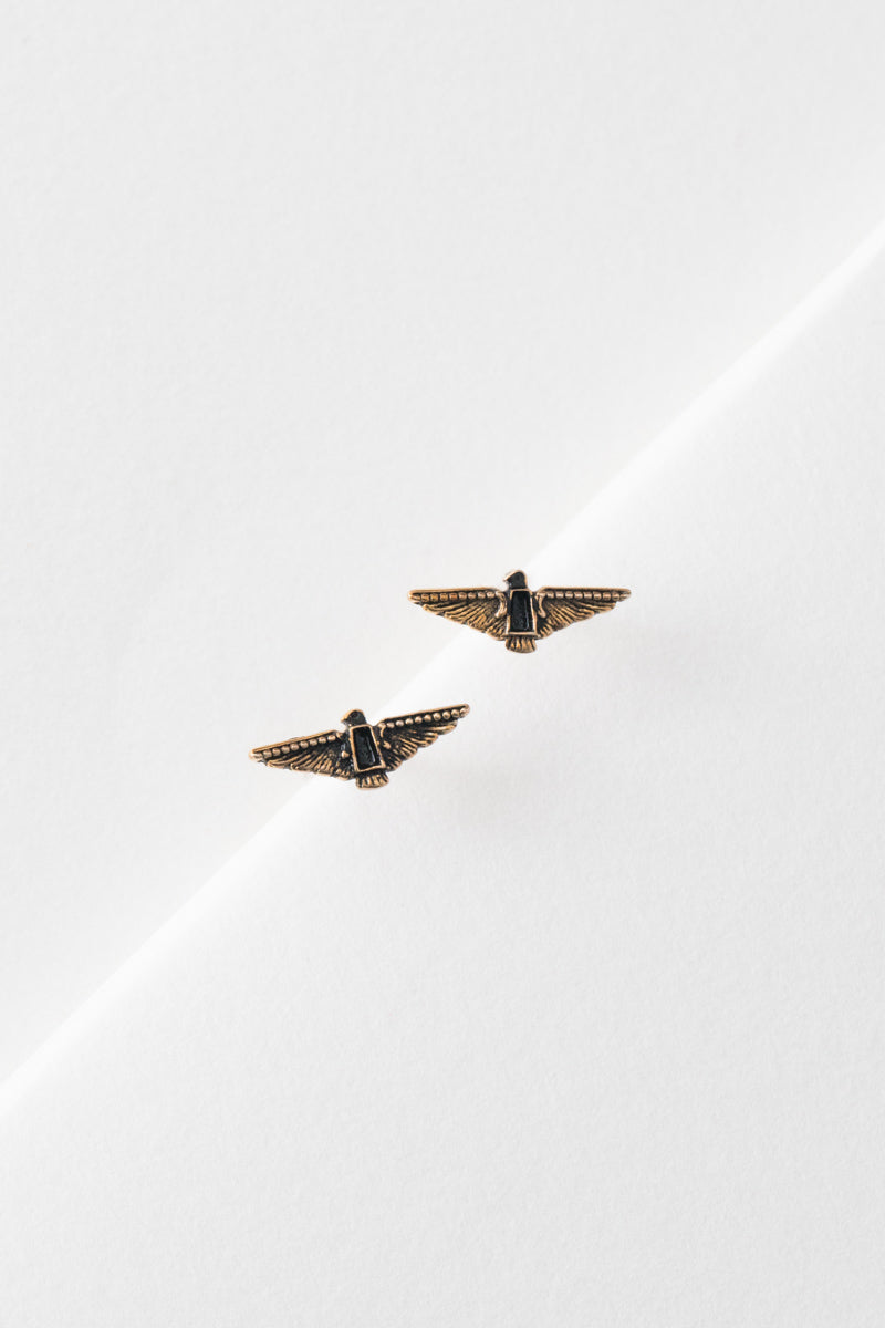 Aztec Spirit Bird Earrings  (14K)