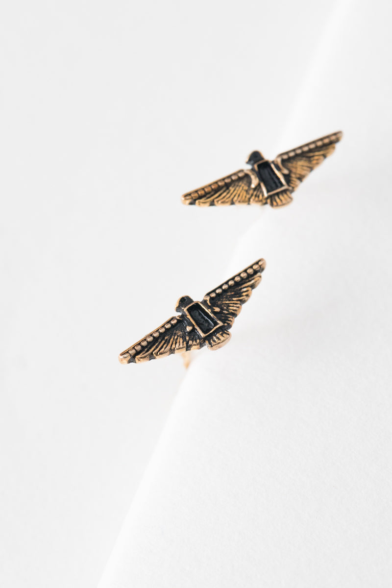 Aztec Spirit Bird Earrings  (14K)